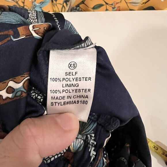 Fashion Nova The Entertainer Satin Jumpsuit Navy Sz XS Chain Tassel Print Rodeo - Picture 12 of 15